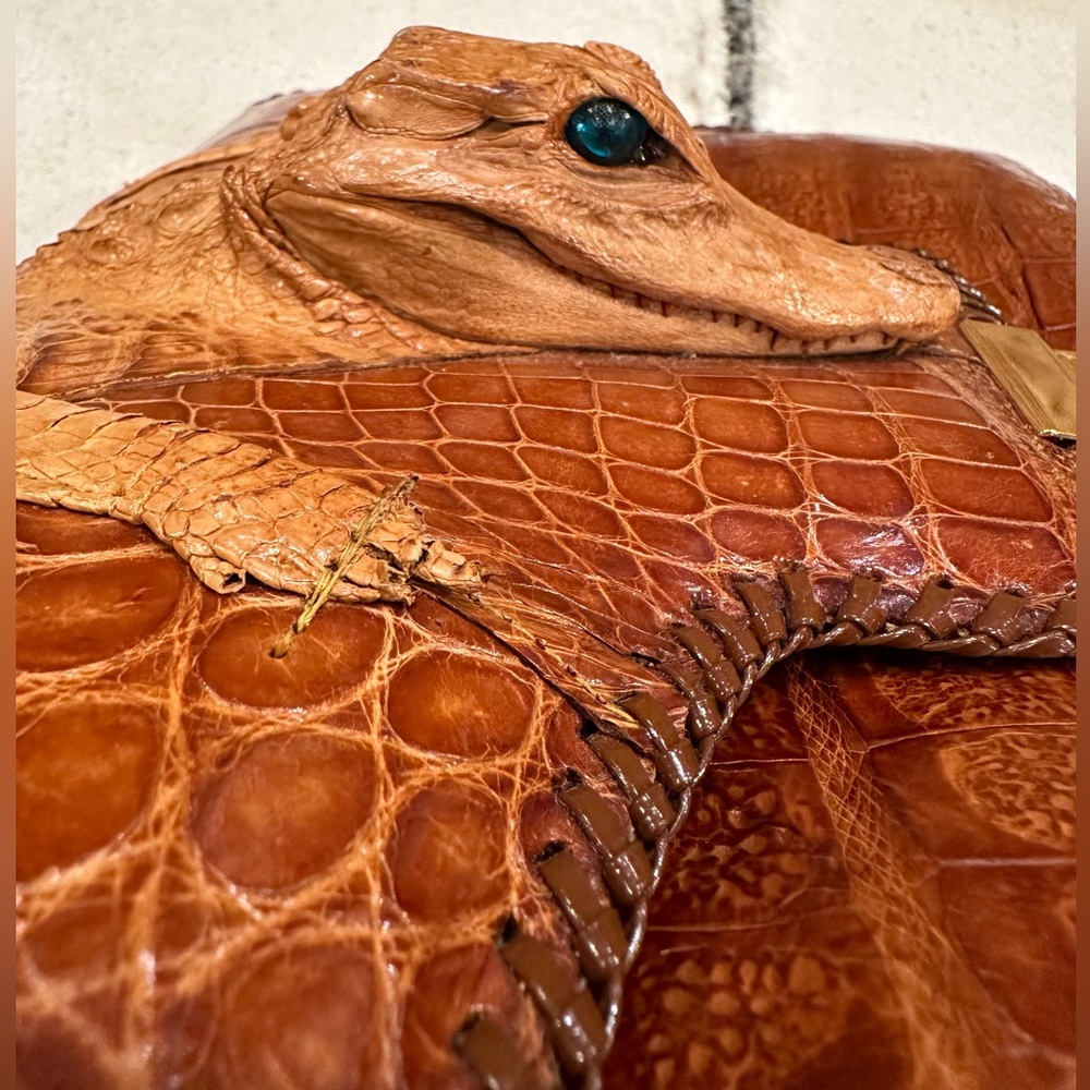 ✨VTG✨ 1950's Tourist Trade Alligator Purse Handbag w Taxidermy Baby Alligator - Picture 14 of 16